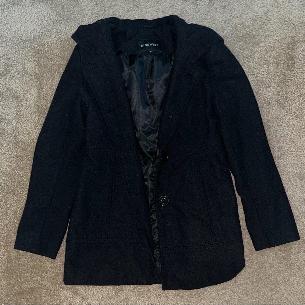 Nine West Elegant Black Pea Coat